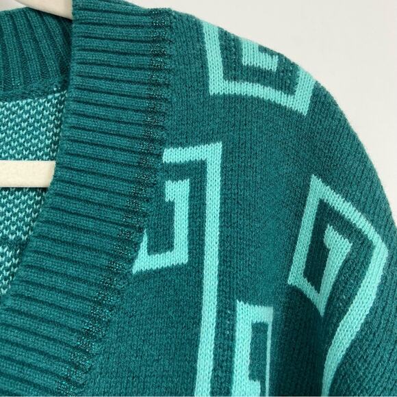 New & Other Stories Oversized Green Jacquard Knit Wool Blend Sweater Large - Picture 6 of 15